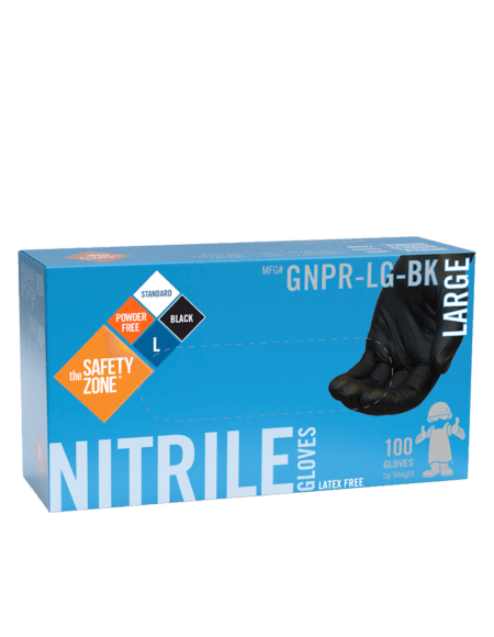 BLACK NITRILE GLOVES LARGE - Image 2